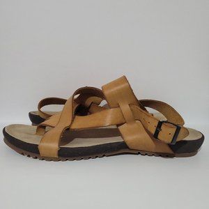 Harssidanzar Mens Brown Leather Sandals 44